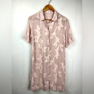 Aritzia Wilfred Women’s Hémistiche‎ Floral Pale Powder pink Sheer shirt dress S